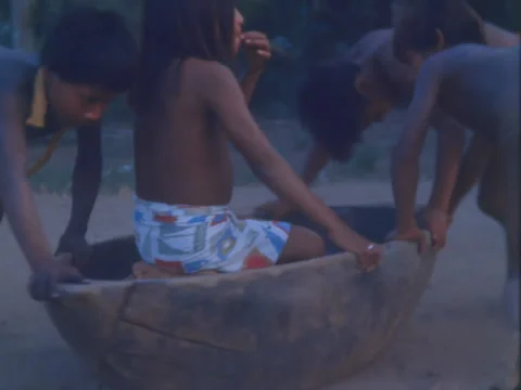 Choco Indian children play with each other in the jungles of the Darien Gap. Stock Footage 147283613