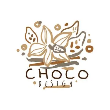 Choco label, hand drawn vector Illustration Stock Illustration