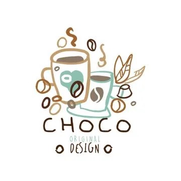 Choco label original design, hand drawn vector Illustration Illustrazione stock