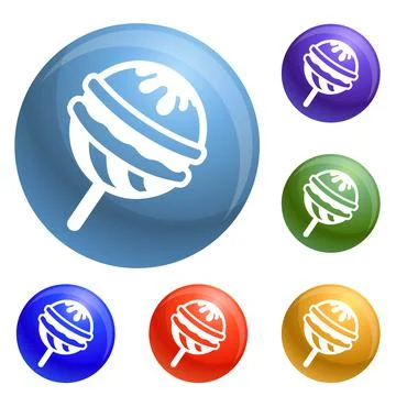 Choco lollipop icons set vector Illustrazione stock