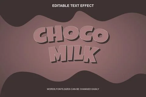 Choco milk 3d editable text effect Stock Illustration