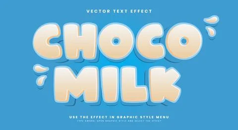 Choco Milk 3d editable text effect Template Stock Illustration
