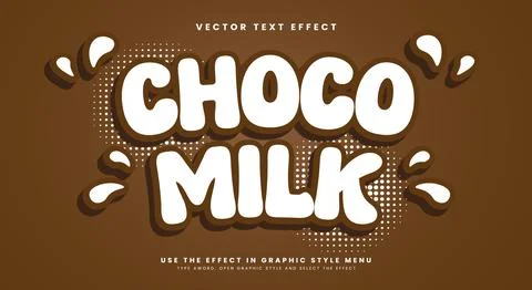 Choco milk 3d Editable Text Effect Template Stock Illustration