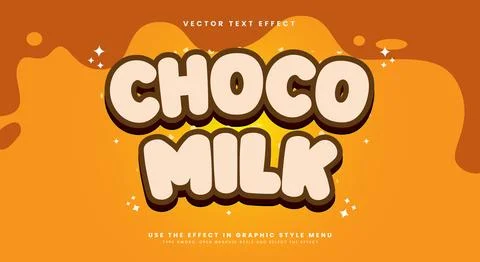 Choco milk 3d editable text effect Template Illustrazione stock