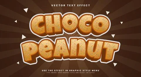Choco Peanut 3d editable text effect Template Stock Illustration