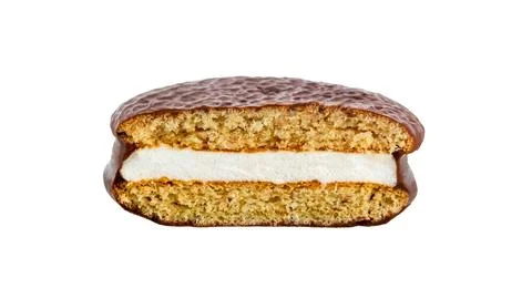 Choco pie chocolate biscuits on white Stock Photos