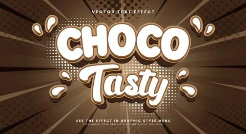 Choco Tasty 3d editable text effect Template Illustrazione stock