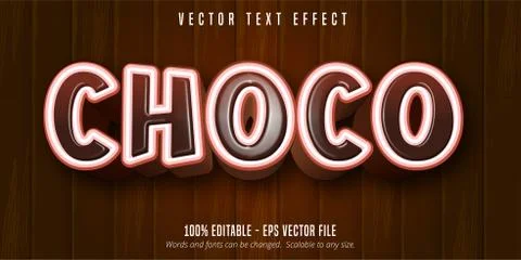 Choco text, cartoon style editable text effect on wooden background Stock Illustration