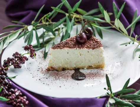 Chocolade cheesecake in the plate Stock Photos