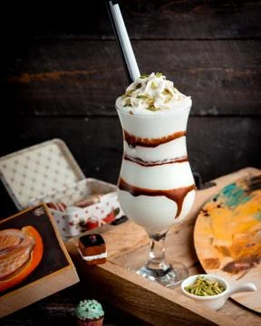 Chocolade milkshake on the table Stock Photos