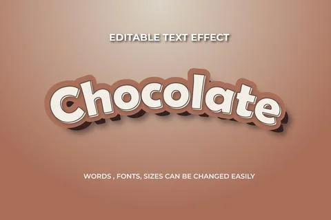 Chocolate 3d editable text effect Stock Illustration