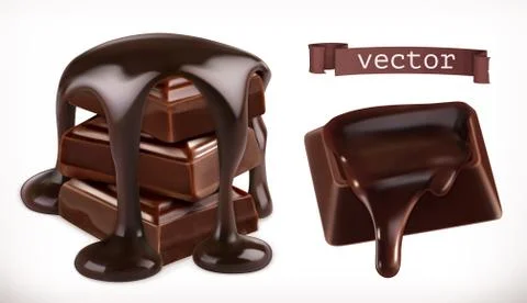 Chocolate. 3d realistic vector icon Stock Illustration