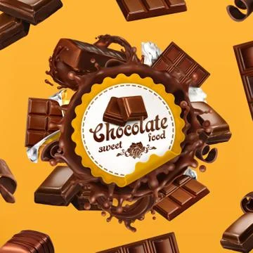 Chocolate, 3d vector label Stock Illustration
