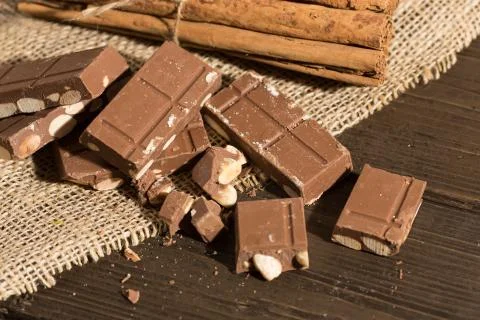 Chocolate with almonds Stock-Fotos