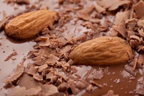 Chocolate with almonds Stock Photos