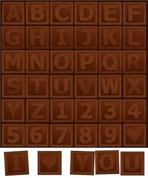 Chocolate alphabet Stock Illustration