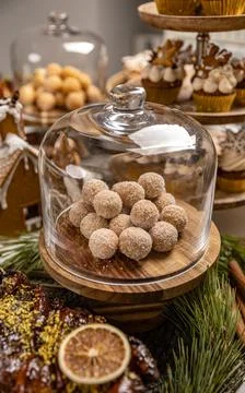 Chocolate and biscuits balls Stock Photos