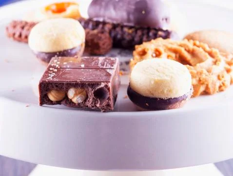 Chocolate and biscuits Stock Photos