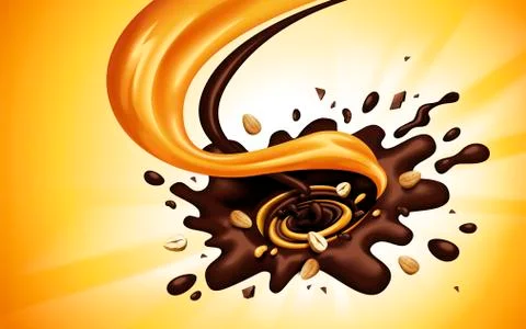 Chocolate and caramel flow Stock Illustration