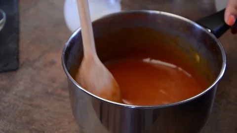 Chocolate and caramel prepare Stock Footage 74214290