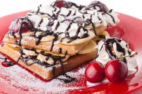 Chocolate and cherry Stock Photos