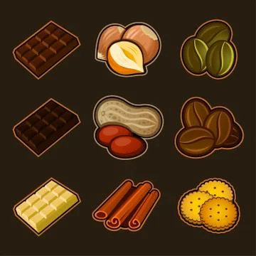 Chocolate and coffee icon set Stock Illustration