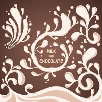 Chocolate and milk splashes. Stock Illustration