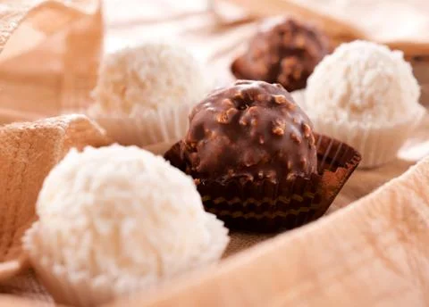 Chocolate and nuts Stock Photos