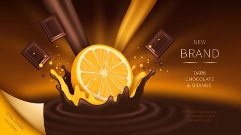 Chocolate and orange falling into splash vector Stock Illustration