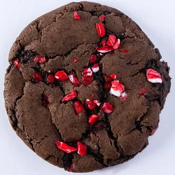 CHOCOLATE AND PEPPERMINT COOKIE - FLAT LAY Stock Photos