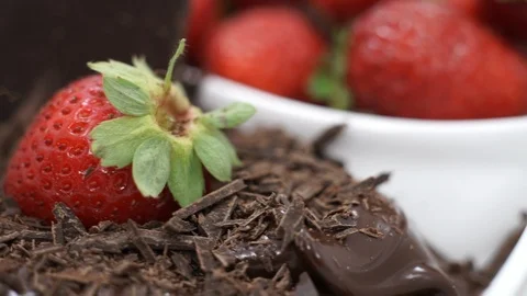 Chocolate and Strawberries. Stock Footage 89497855