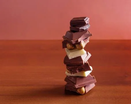 Chocolate assortment stack Stock Photos