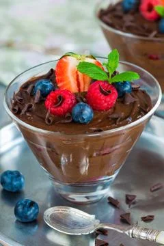 Chocolate avocado mousse Stock Photos