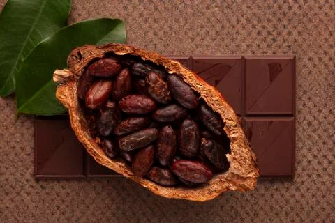 Chocolate background from above. Stock Photos