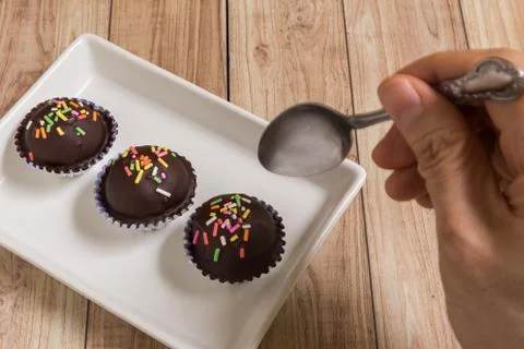 Chocolate Ball Cake Stock Photos