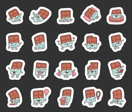 Chocolate bar character set Stock Illustration