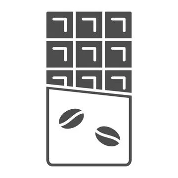 Chocolate bar with coffe beans on wrapper solid icon, sweets concept, chocolate Stock Illustration