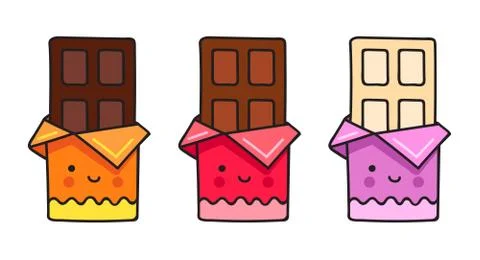 Chocolate bar. Cute cartoon comic character. Stock Illustration