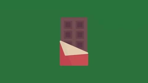 A chocolate bar on green background and an image of piece isolated isolated on Video stock 336858179
