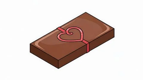 Chocolate bar with heart design Stock Illustration