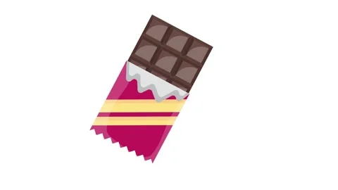 A chocolate bar icon featuring a brown wrapper and segmented chocolate piec.. Stock Footage 332475135