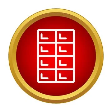 Chocolate bar icon in red circle with gold border Stock Illustration