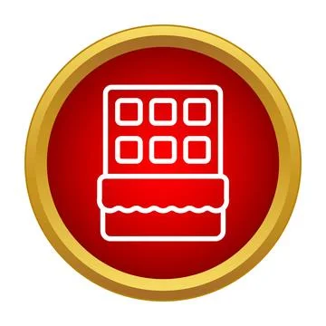 Chocolate bar icon on red circle background Stock Illustration