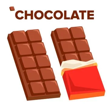 Chocolate Bar Icon Vector. Dark Opened Taste Bar. Isolated Flat Cartoon 스톡 일러스트
