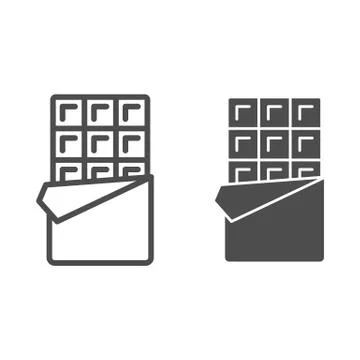 Chocolate bar line and solid icon, Chocolate festival concept, Candy bar sign on Stock Illustration