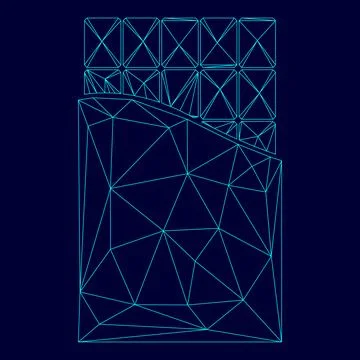 Chocolate bar low poly triangulation triangulated polygonal electric cyan b.. Stock Illustration