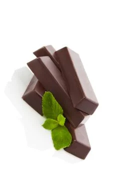 Chocolate bar with mint. Stock Photos