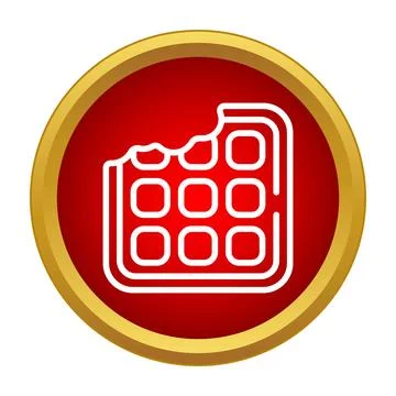 Chocolate bar missing a bite icon in red circle Stock Illustration
