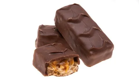 Chocolate bar with nuts isolated Stock Photos