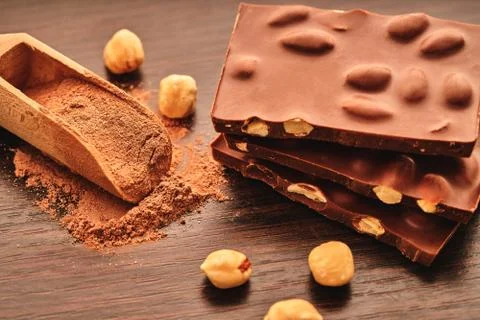 Chocolate bar with nuts Stock Photos